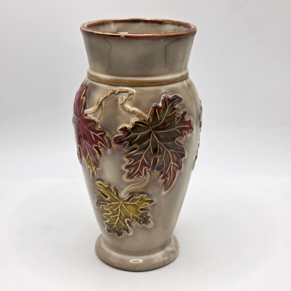 Vintage Ceramic‎ Leaf Vase Autumn Fall Decor Embossed Maple Leaves Brown - Picture 3 of 11